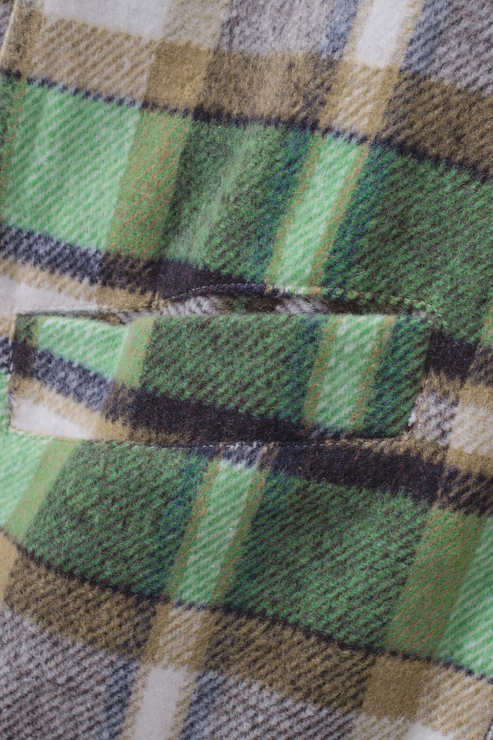 Green Plaid Shacket With Pocket