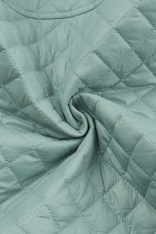 Green Quilted Pocketed Zip-Up Cropped Jacket