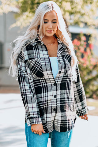 Grid Print Boyfriend Shacket