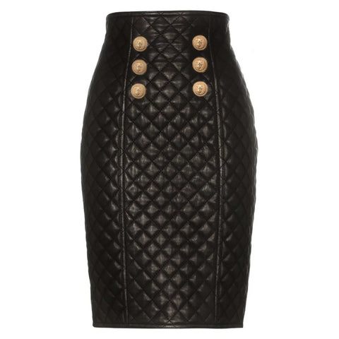 Arlene Quilted Leather Skirt