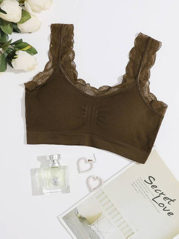 Woman Lace Trim Bralette