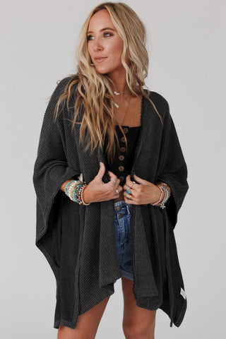 Lace Trim Ribbed Oversize Kimono