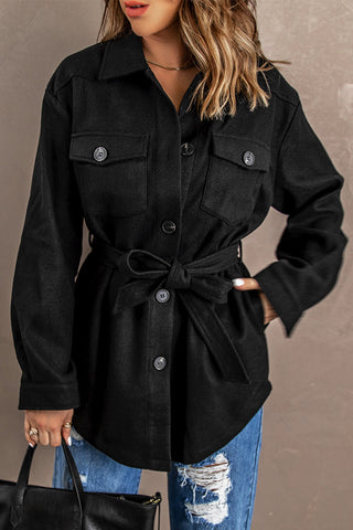 Lapel Button-Down Coat With Chest Pockets