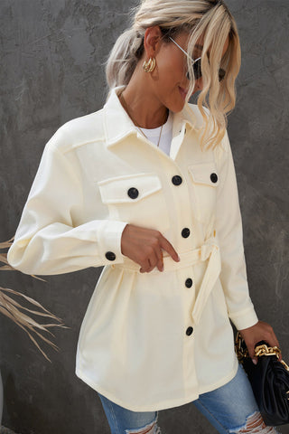 Lapel Button-Down Coat With Chest Pockets