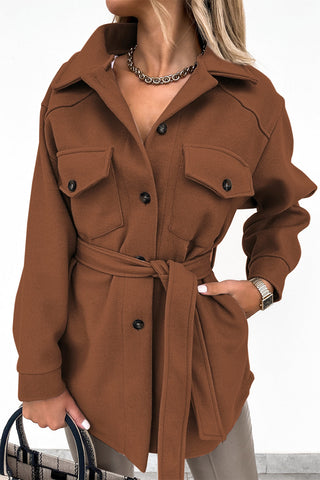 Lapel Button-Down Coat With Chest Pockets