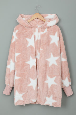 Lapel Collar Scatter Star Fuzzy Coat