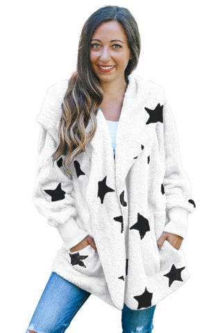 Lapel Collar Scatter Star Fuzzy Coat