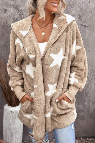 Lapel Collar Scatter Star Fuzzy Coat