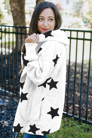 Lapel Collar Scatter Star Fuzzy Coat