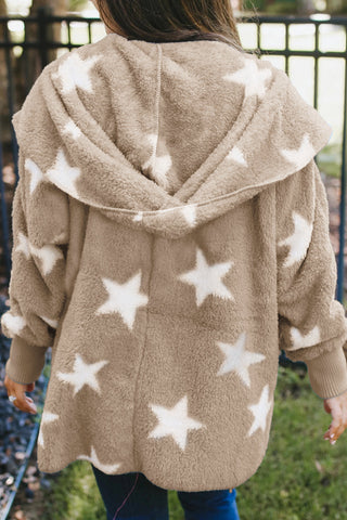 Lapel Collar Scatter Star Fuzzy Coat