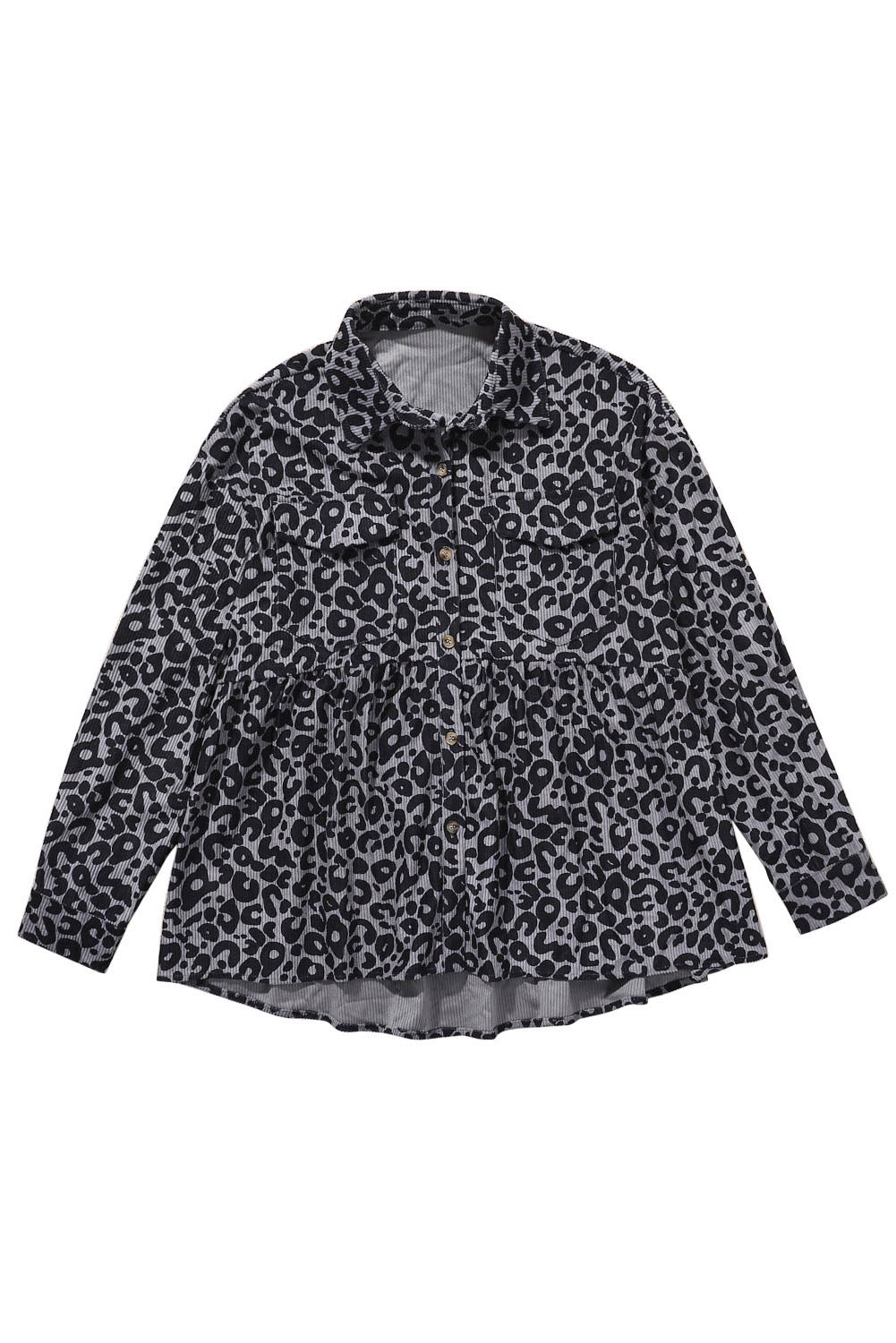 Leopard Corduroy Ruffled Shacket