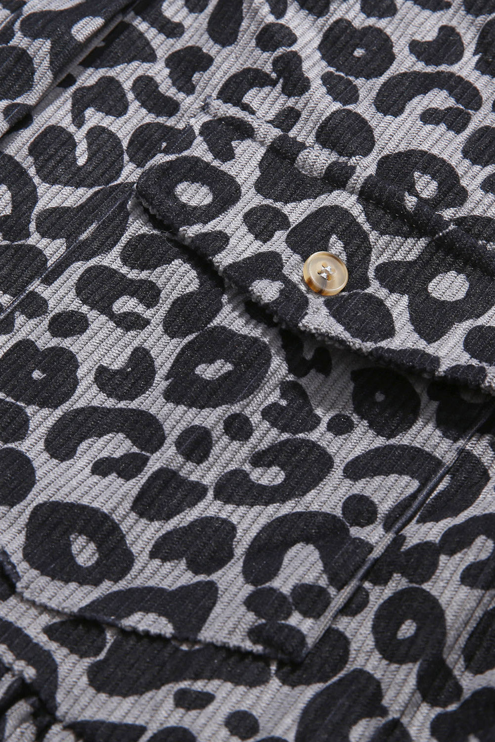 Gerüschte Cord-Shacket mit Leopardenmuster