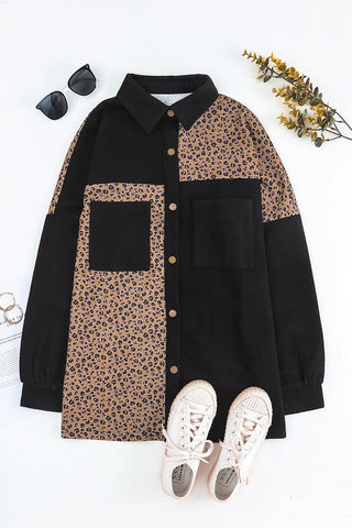 Leopard Patchwork Shacket Jacket