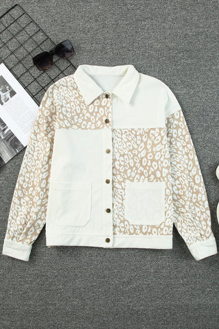 Leopard Print Corduroy Long Sleeve Jacket