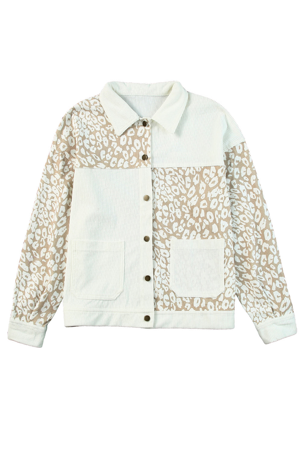 Leopard Print Corduroy Long Sleeve Jacket