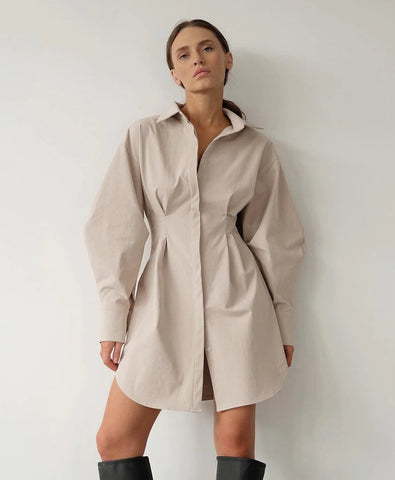 Elletra Pleated Shirt Dress