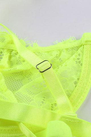 Neon Lace Balconette Bralette Lingerie Set