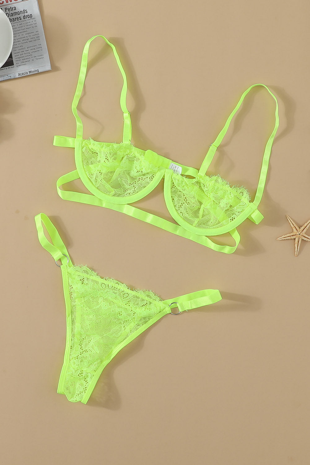 Neon Lace Balconette Bralette Lingerie Set