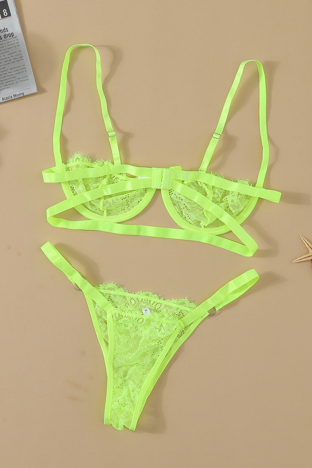 Neon Lace Balconette Bralette Lingerie Set