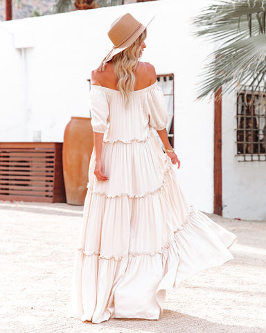 Pompeii Ruffle Tiered Maxi Dress - Cream