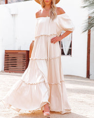 Pompeii Ruffle Tiered Maxi Dress - Cream