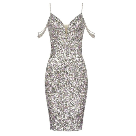 Celeste Rhinestones Sequined Bodycon Dress