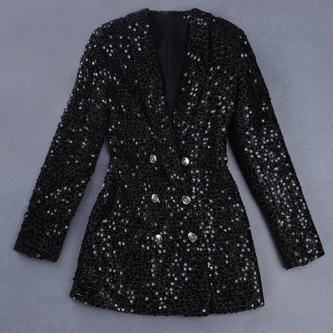 Robe blazer noire à paillettes