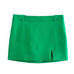 Kira Green Oversized Long Blazer and Mini Skirt Set