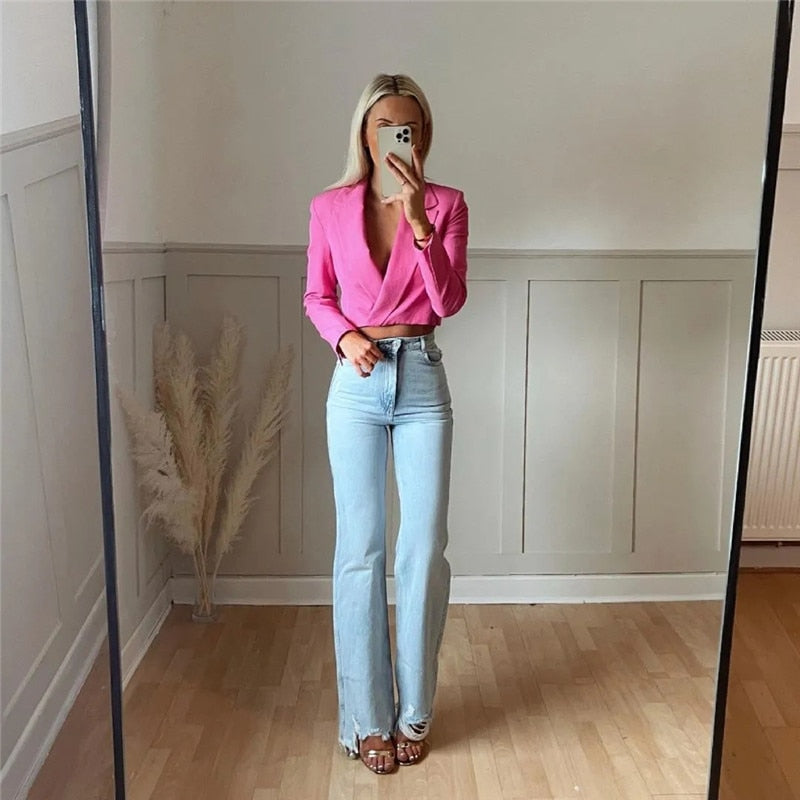 Beck Pink Cropped Blazer