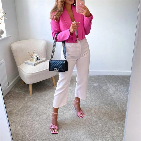 Beck Pink Cropped Blazer