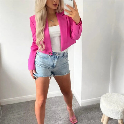 Beck Pink Cropped Blazer