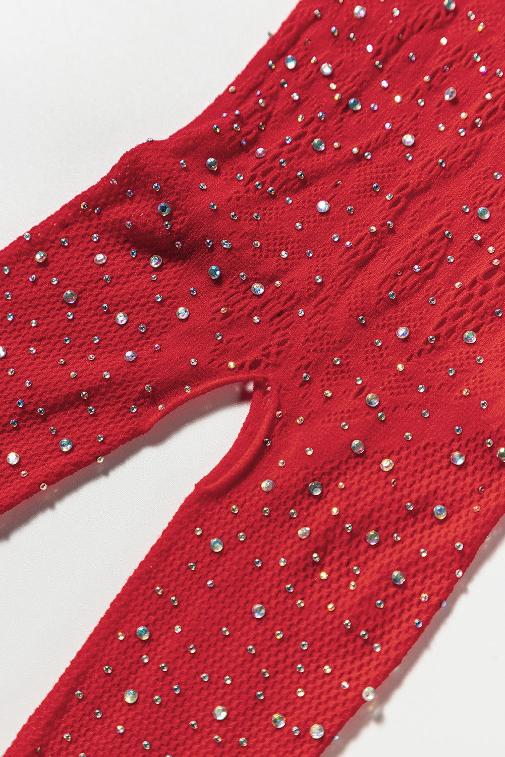 Fishnet Opacity Rhinestone Red Rhinestone Fishnet Long Sleeve Body Stocking – Orro Shop