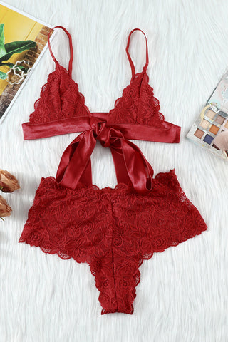 Romantic Love Red Lace Bralette Lingerie Set