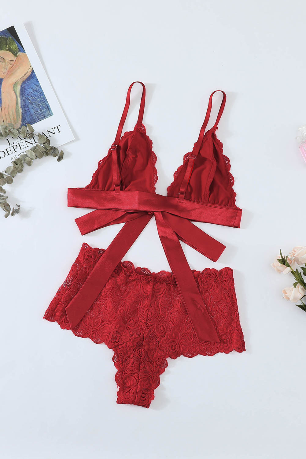 Romantic Love – Rotes Spitzen-Bralette-Dessous-Set