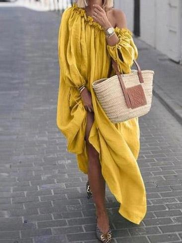 Sloping Shoulder Off Shoulder Loose Dress – Orro Shop