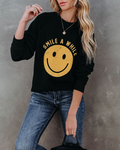 Sweatshirt aus Baumwollmischung „Smile A While“ 