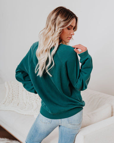 Snowmass Cotton Blend Raglan Pullover - Teal