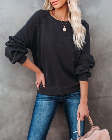 Snowmass Cotton Blend Raglan Pullover - Charcoal