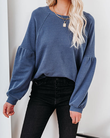 Snowmass Cotton Blend Raglan Pullover - Navy