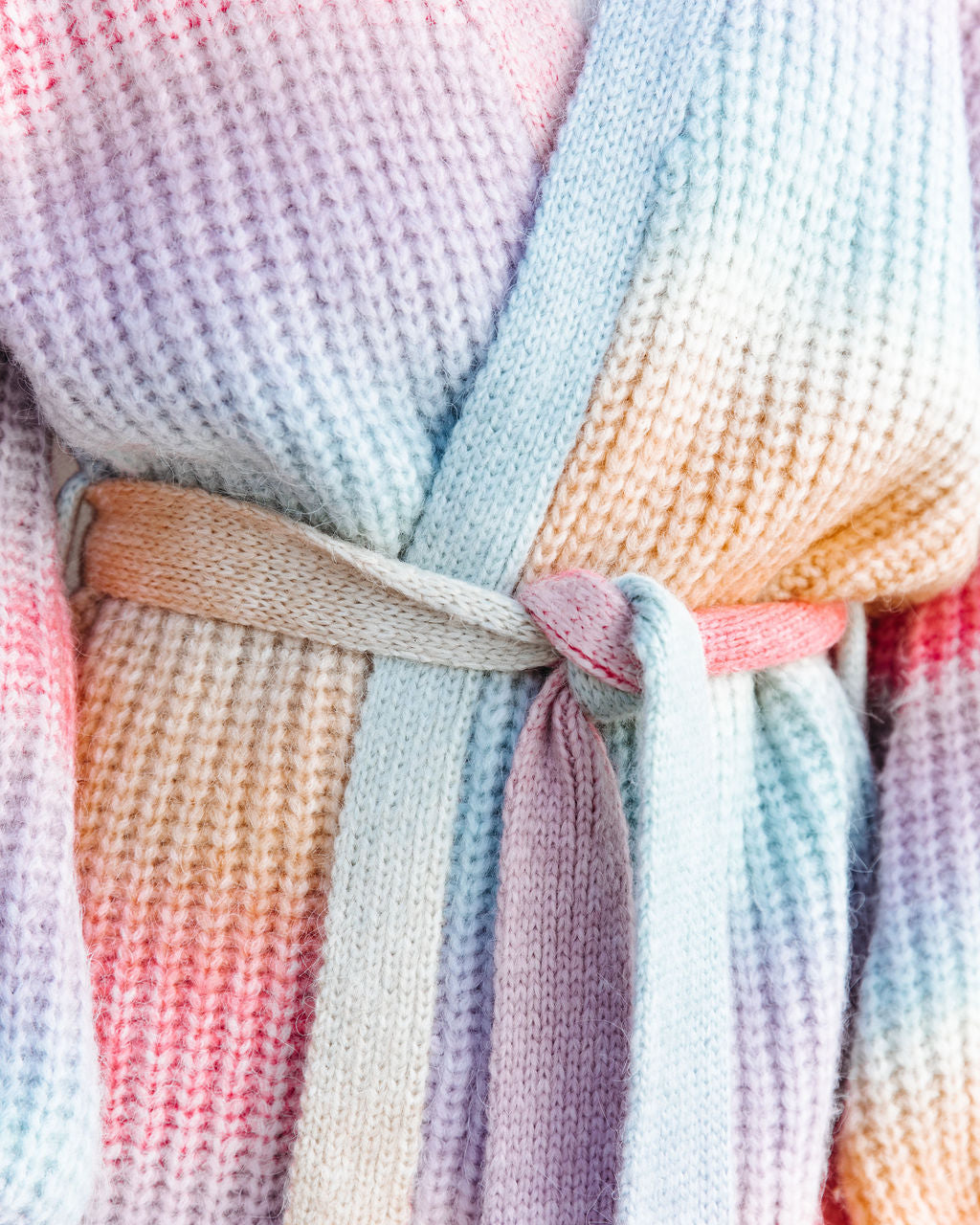 Soft Pastels Belted Knit Cardigan