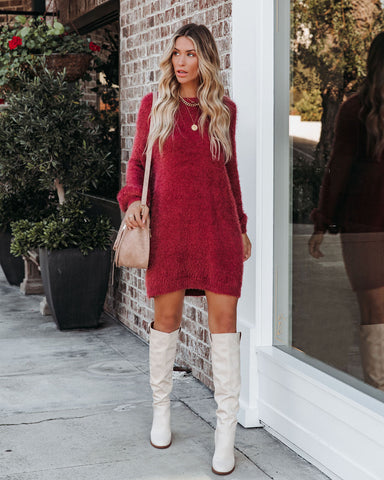 So In Love Knit Sweater Dress - Dark Mauve