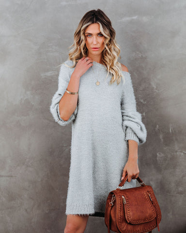 So In Love Knit Sweater Dress - Heather Grey