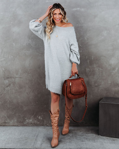 So In Love Knit Sweater Dress - Heather Grey