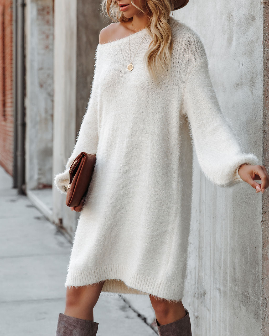 So In Love Knit Sweater Dress - Ivory