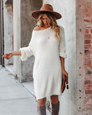 So In Love Knit Sweater Dress - Ivory