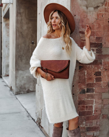 So In Love Knit Sweater Dress - Ivory