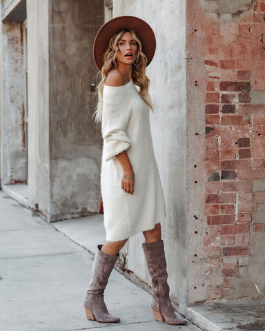 So In Love Knit Sweater Dress - Ivory