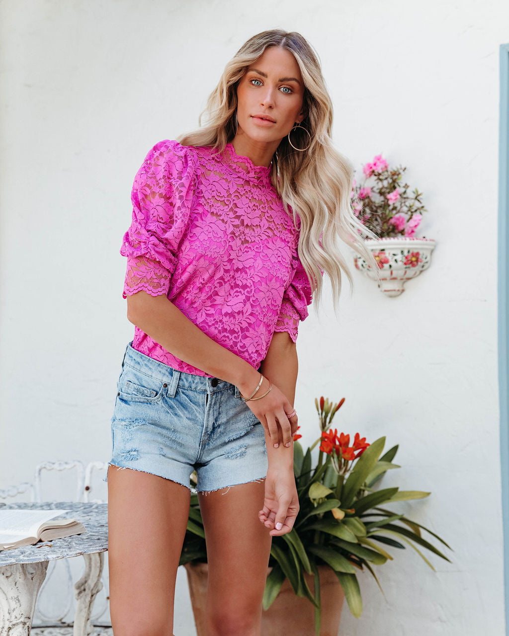 Sparks Will Fly Lace Blouse - Orchid