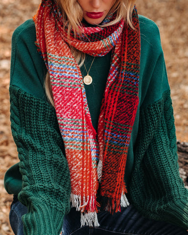 Spiced Plaid Blanket  Scarf