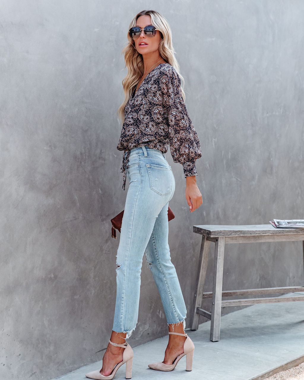 Spice Of Life Printed Drape Blouse